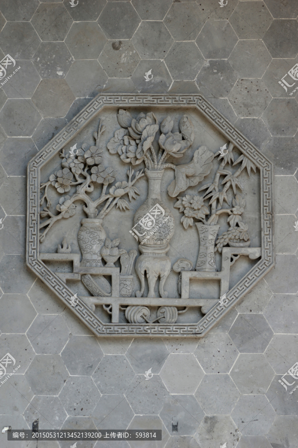 砖雕,梅兰竹菊,吉祥图案