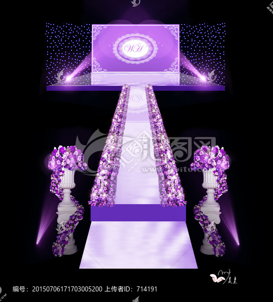 紫色粉色婚礼PS,效果图