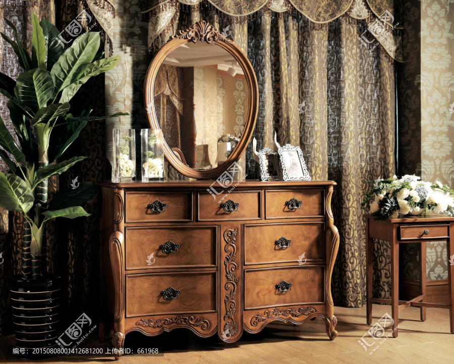 梳妆镜,花架,美式家具