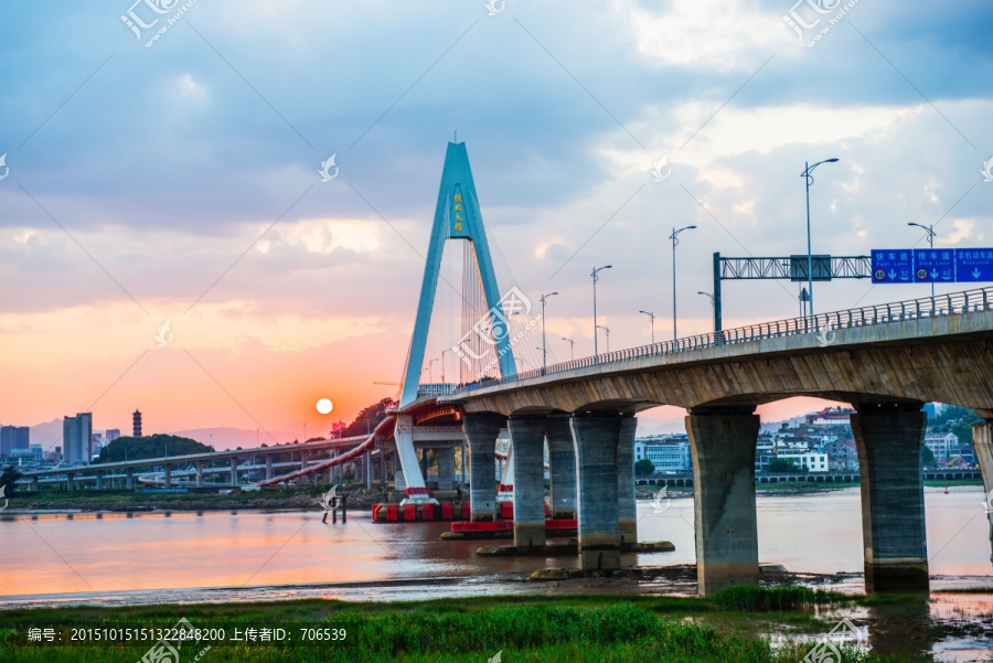 温州瓯北大桥,日落