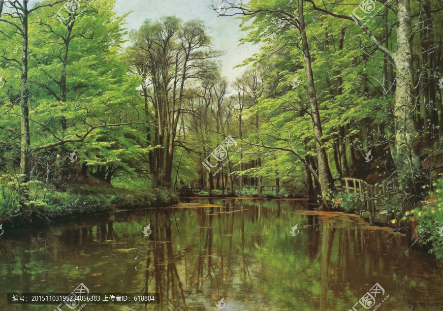 风景油画,静静的小河