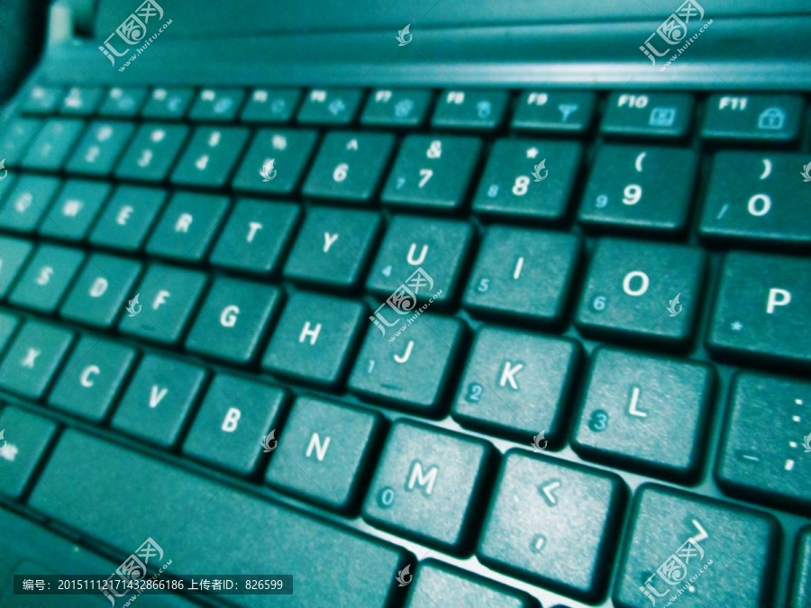 电脑键盘摄影,科技蓝色调