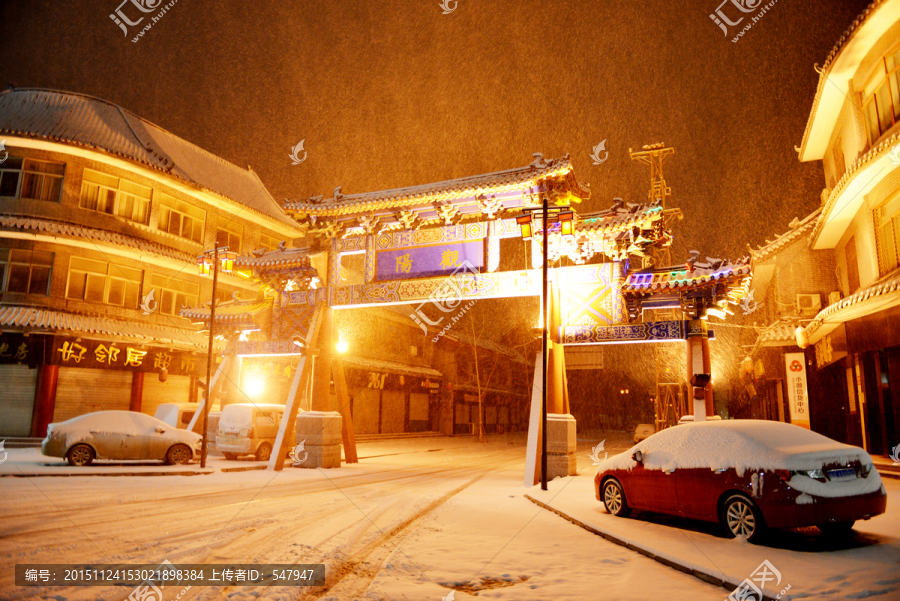 城市雪景,城市夜景