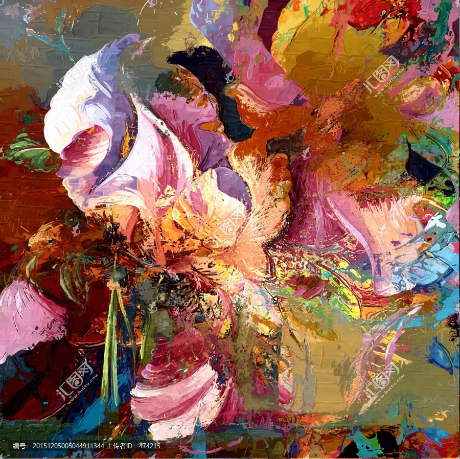 花卉抽象油画