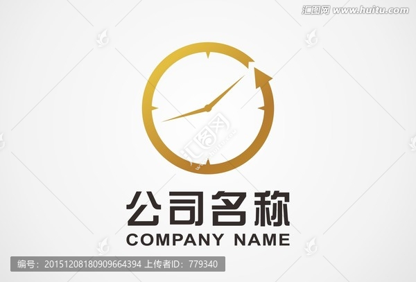 金色时钟logo,标志设计