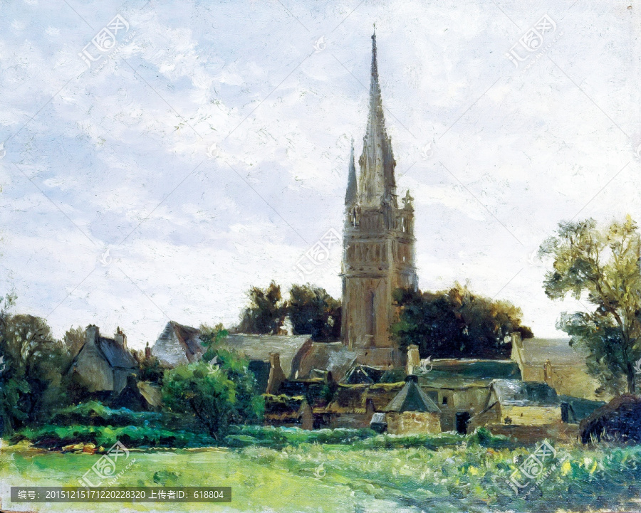 乡村田园,风景油画