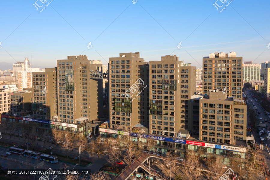 北京车公庄大街俯瞰,五栋大楼