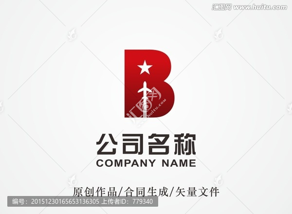 红色B字母logo,标志设计
