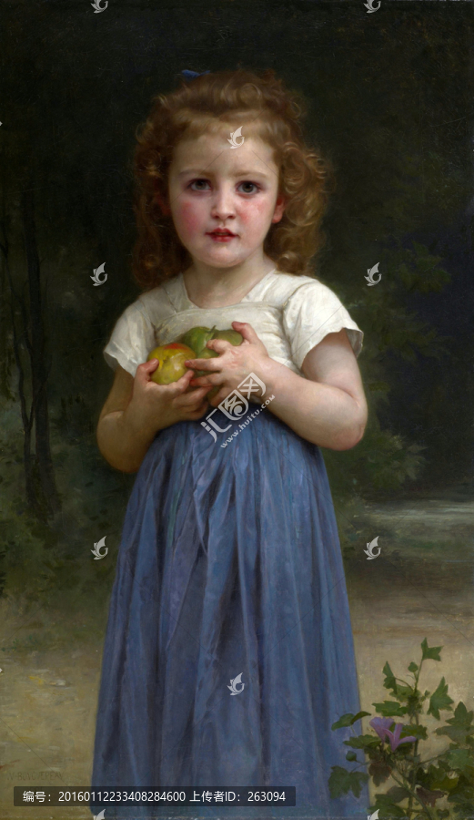 抱水果的小女孩