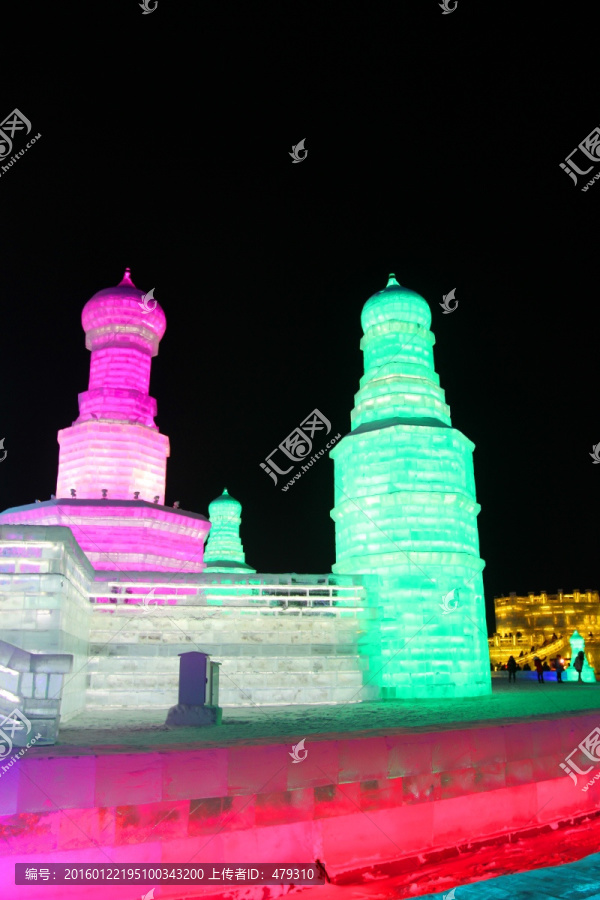 冰雕,冰雪,建筑,冰灯,夜景