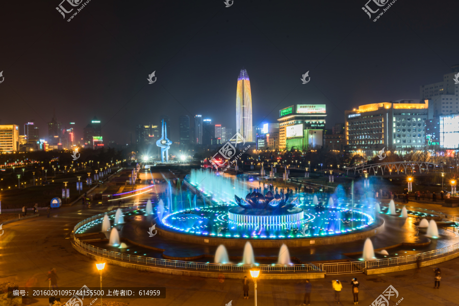 济南泉城广场音乐喷泉夜景