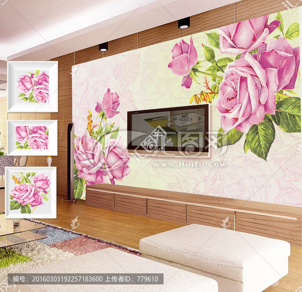 背景墙 粉红玫瑰 平面图案