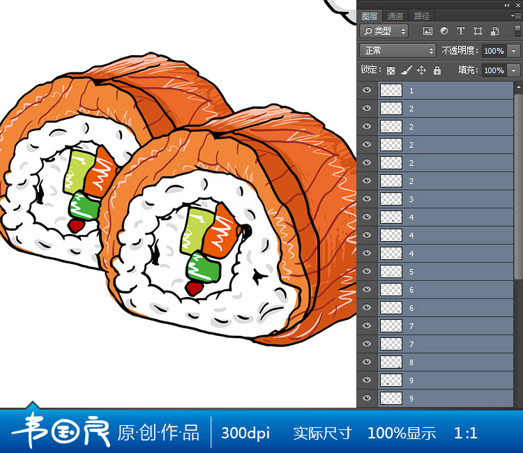 寿司手绘插画高清PSD分层
