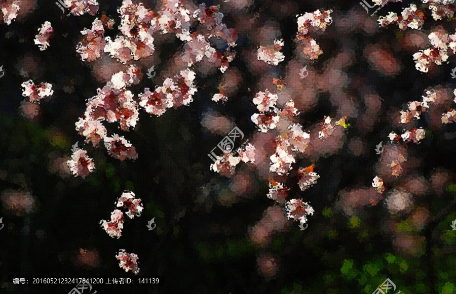 桃花油画