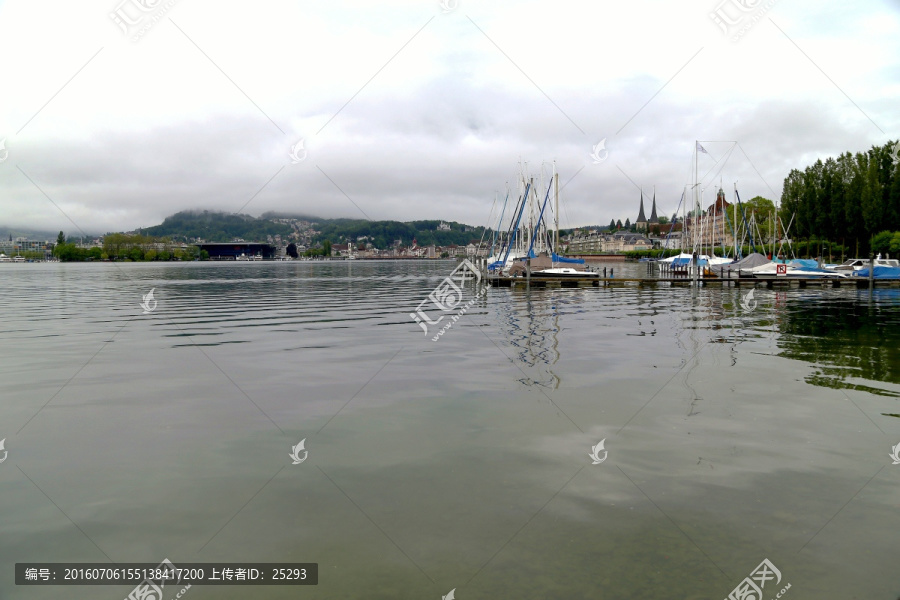 瑞士,琉森湖,游艇,码头