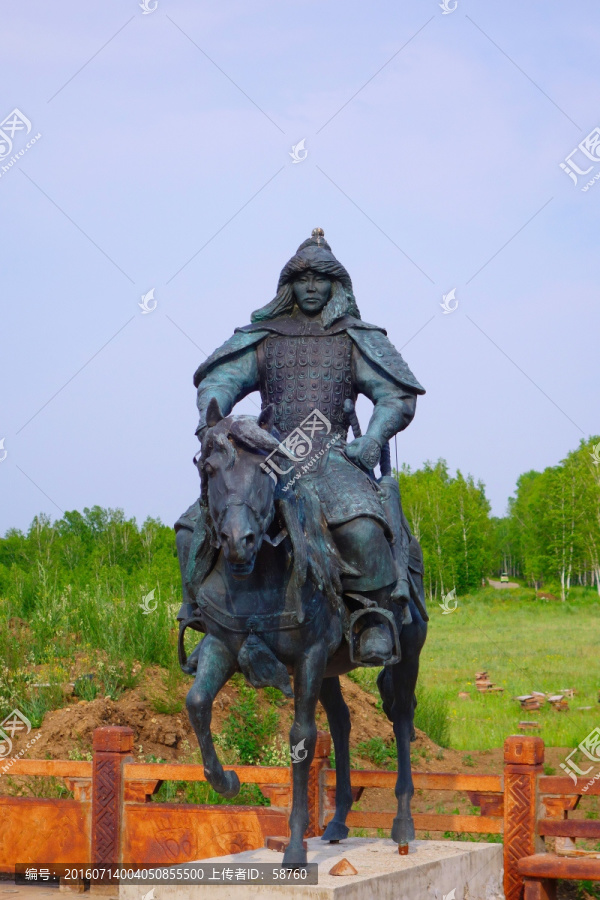 古代蒙古骑兵雕塑