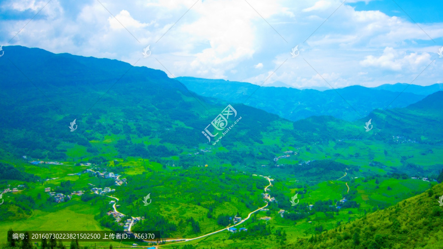 山村,绿色,村庄