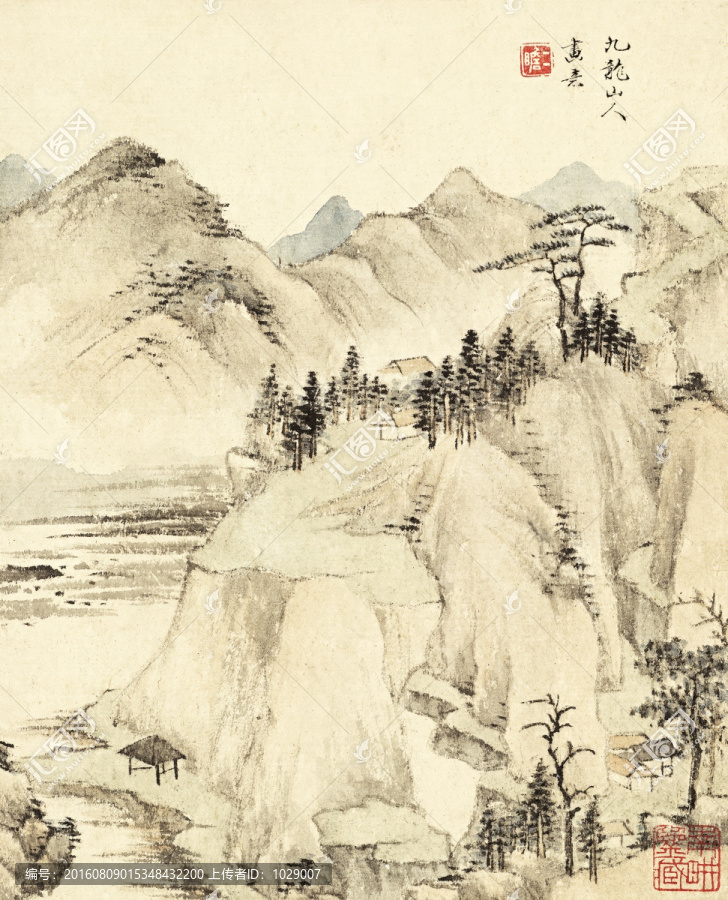 山水风景国画,清代,查士标