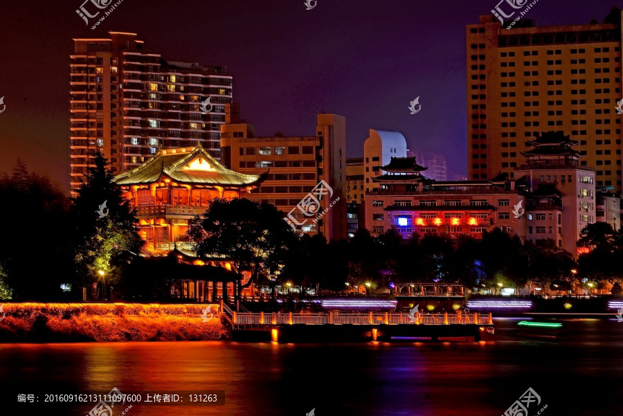 金华黄宾虹公园夜景全景