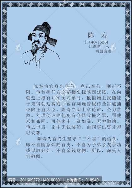 古代线描廉洁廉政人物陈寿