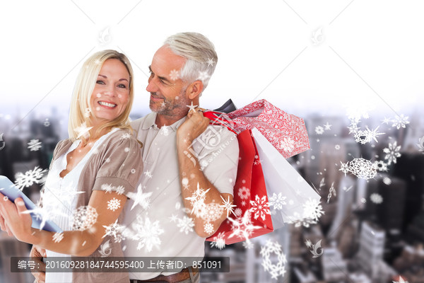 圣诞节日情侣购物海报