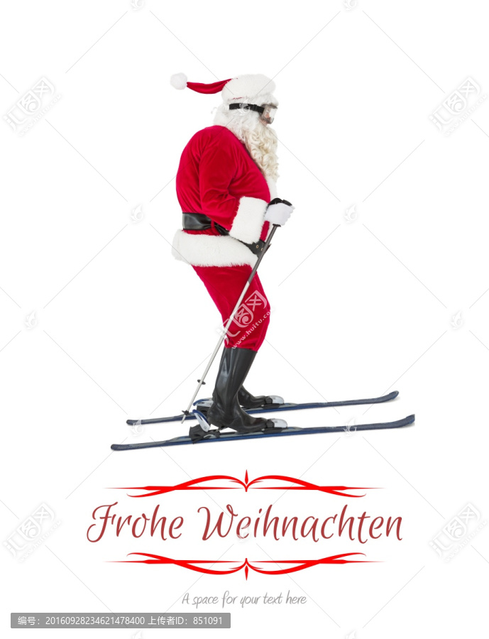 圣诞老人圣诞滑雪运动的复合形象