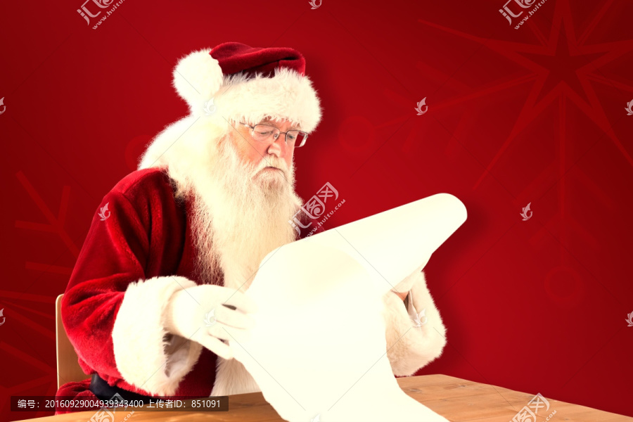圣诞老人看着清单的复合形象