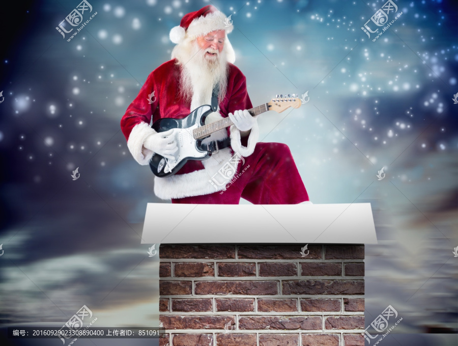 圣诞老人弹吉他的复合形象