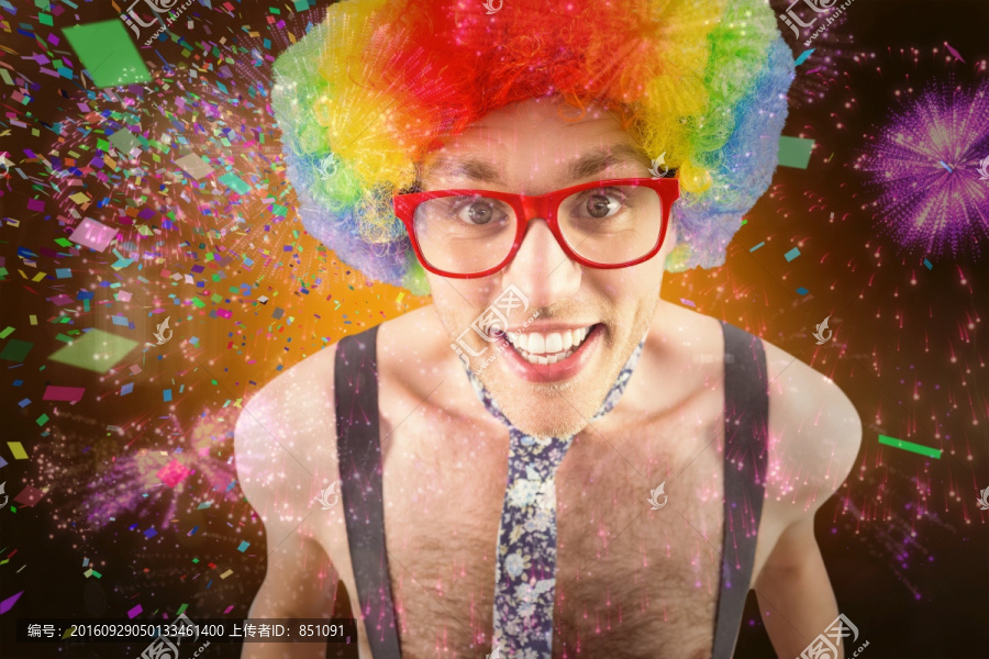 男人戴着彩虹假发的复合图像