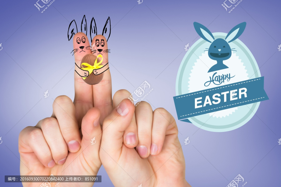 复合形象的手指复活节兔子