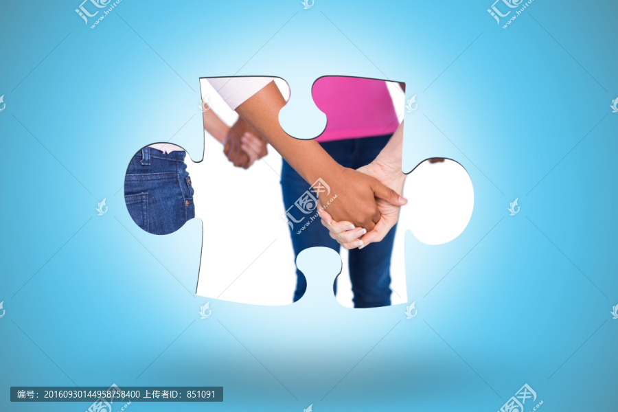 男女握手的复合形象