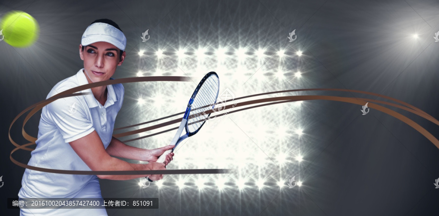 运动员打网球的复合形象