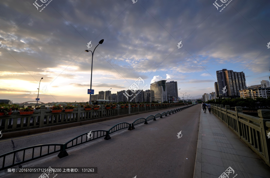 金华通济桥全景,婺江,夕阳晚霞