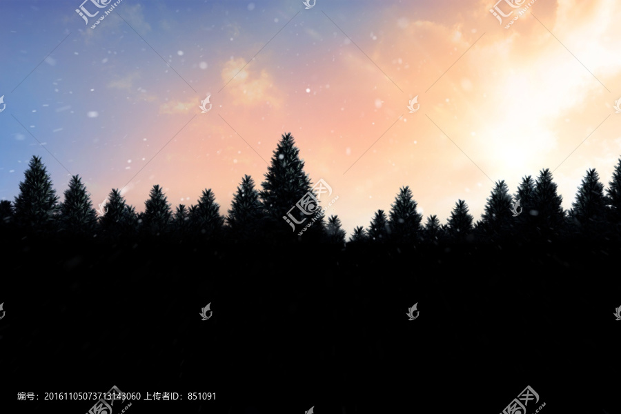 下雪的复合图像