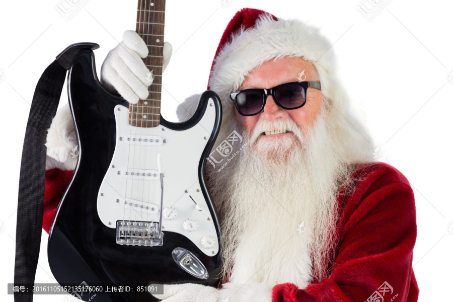 拿着吉他的圣诞老人