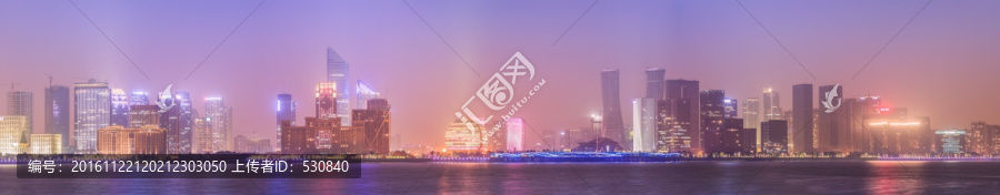 杭州钱江新城夜景,全景大画幅