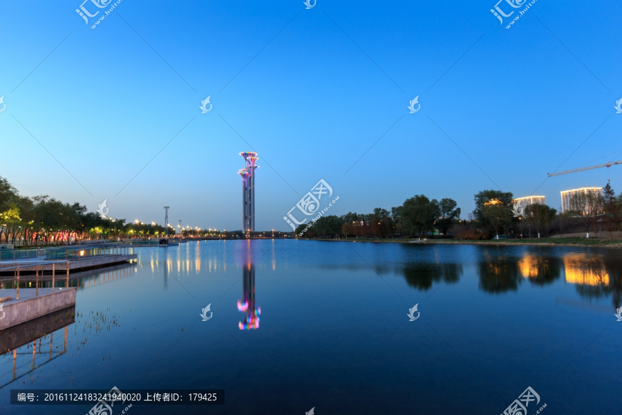 奥森公园奥海奥林匹克塔夜景