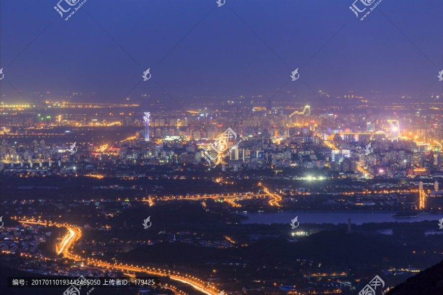 西山远眺北京城西城区夜景