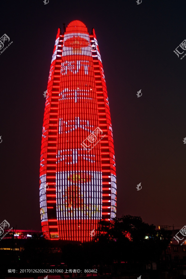 宁波财富中心,大楼夜景