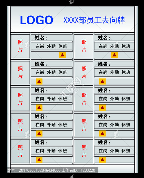 员工去向牌