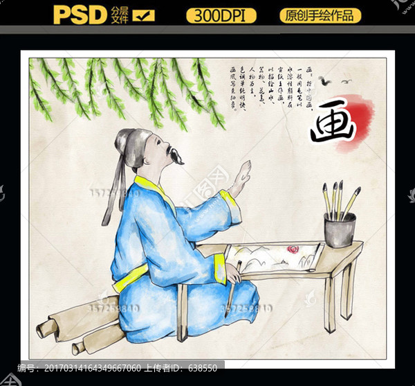 中华传统古文化之古人绘画插画