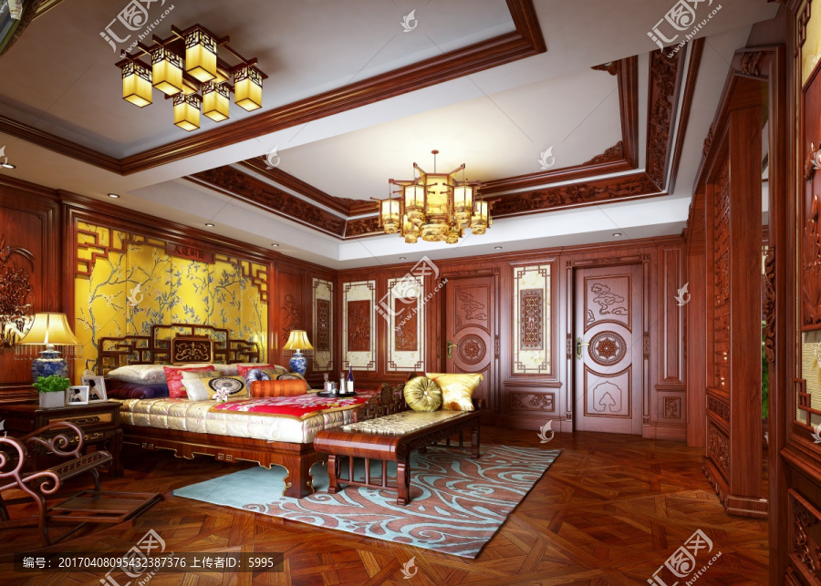 中式整木卧室