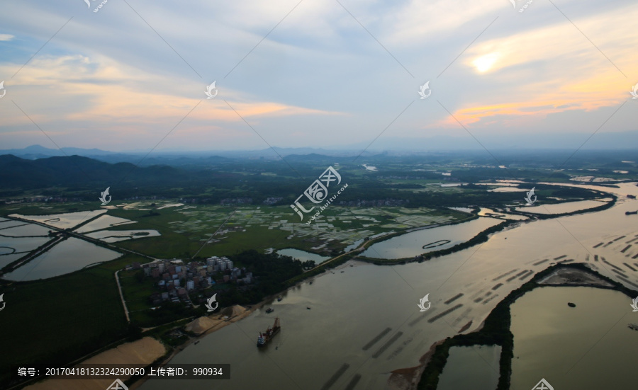 河流,丹江,日落