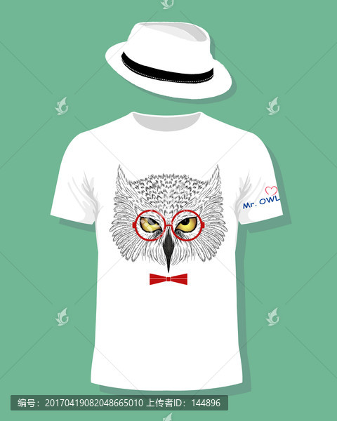猫头鹰个性T恤款式图设计