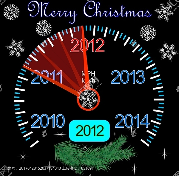 新年仪表板上的2012个计数器
