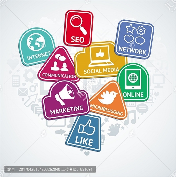 社会媒体和互联网营销图标