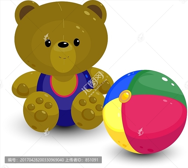 泰迪熊与球