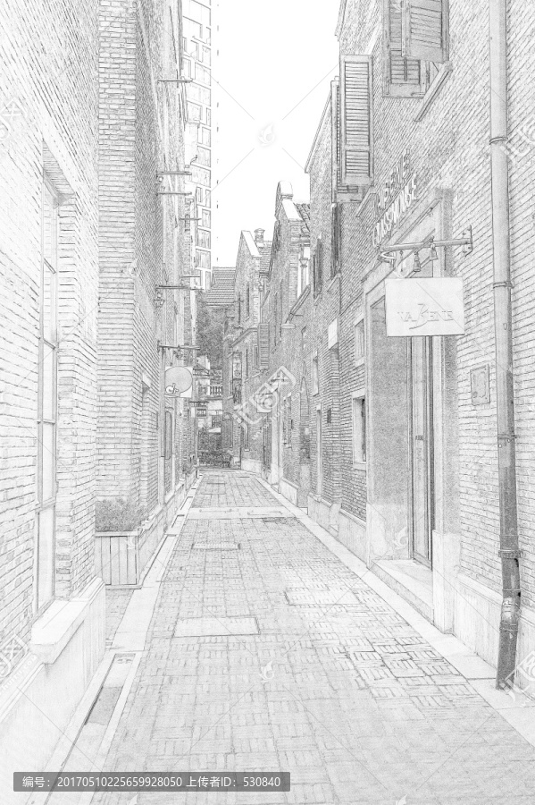 上海新天地石库门老建筑线描合层