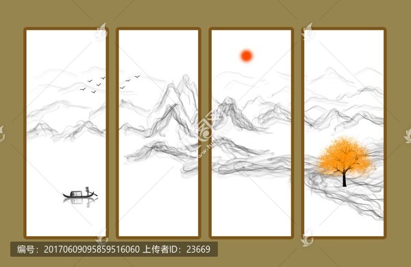 抽象烟雾山水裝钸画水墨画