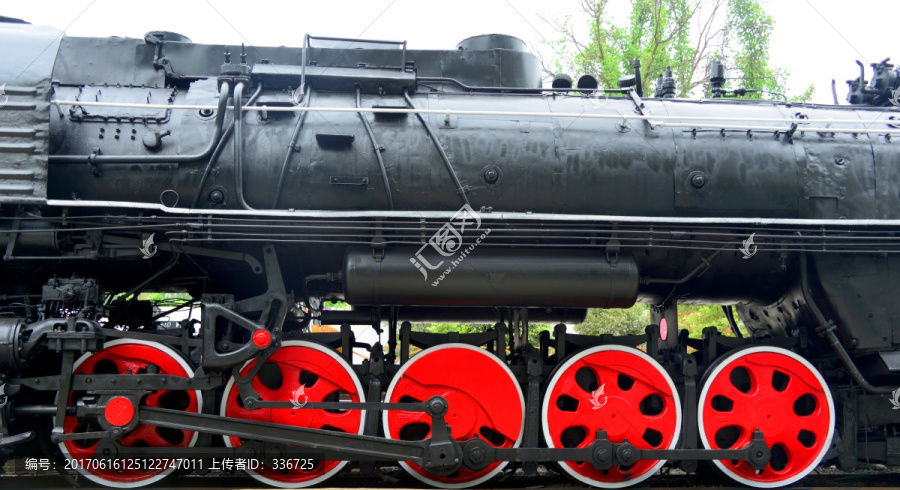 蒸汽机车走行部,火车轮子特写